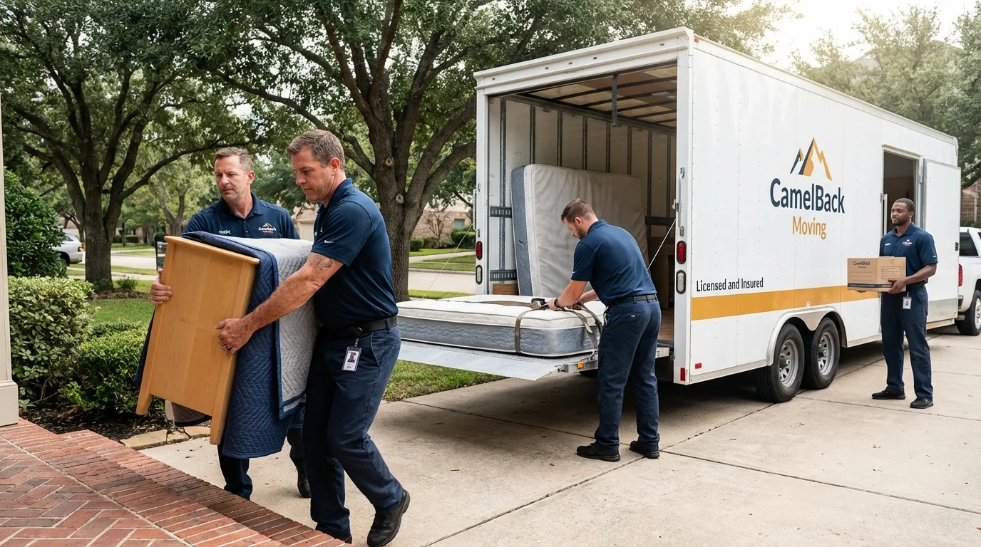 Crew loading residential truck for cross-state move from Traverse City, MI