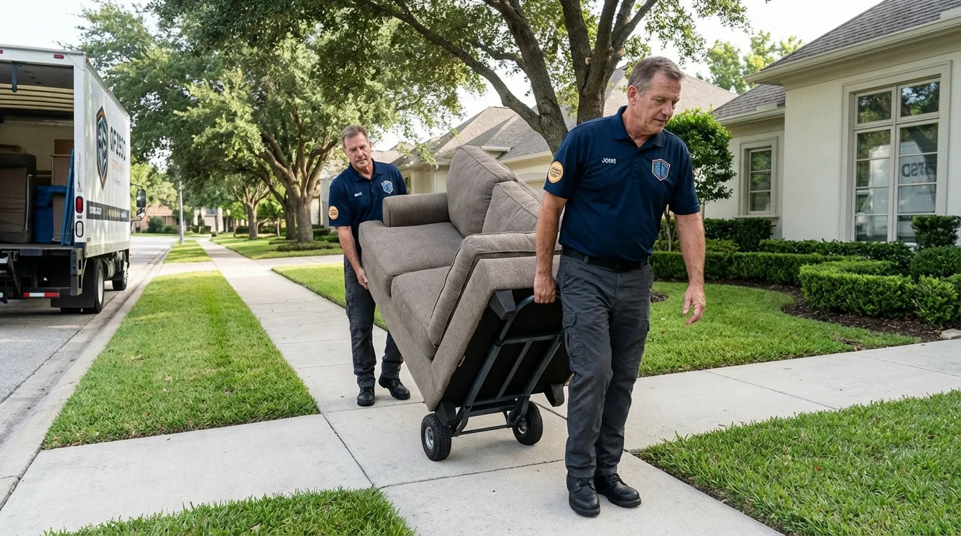 Local residential moving crew loading furniture in Traverse City, MI